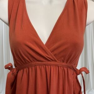 LOFT Rust Sleeveless Tie Side Top